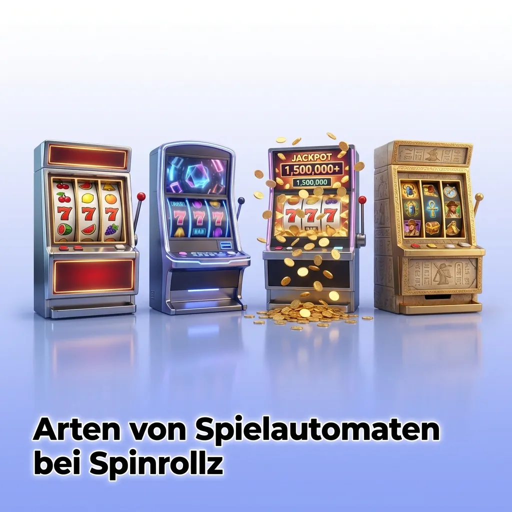 Verschiedene Spielautomaten-Typen bei Spinrollz: klassische Slots, Video-Slots, Megaways, Jackpots und Cluster Pays