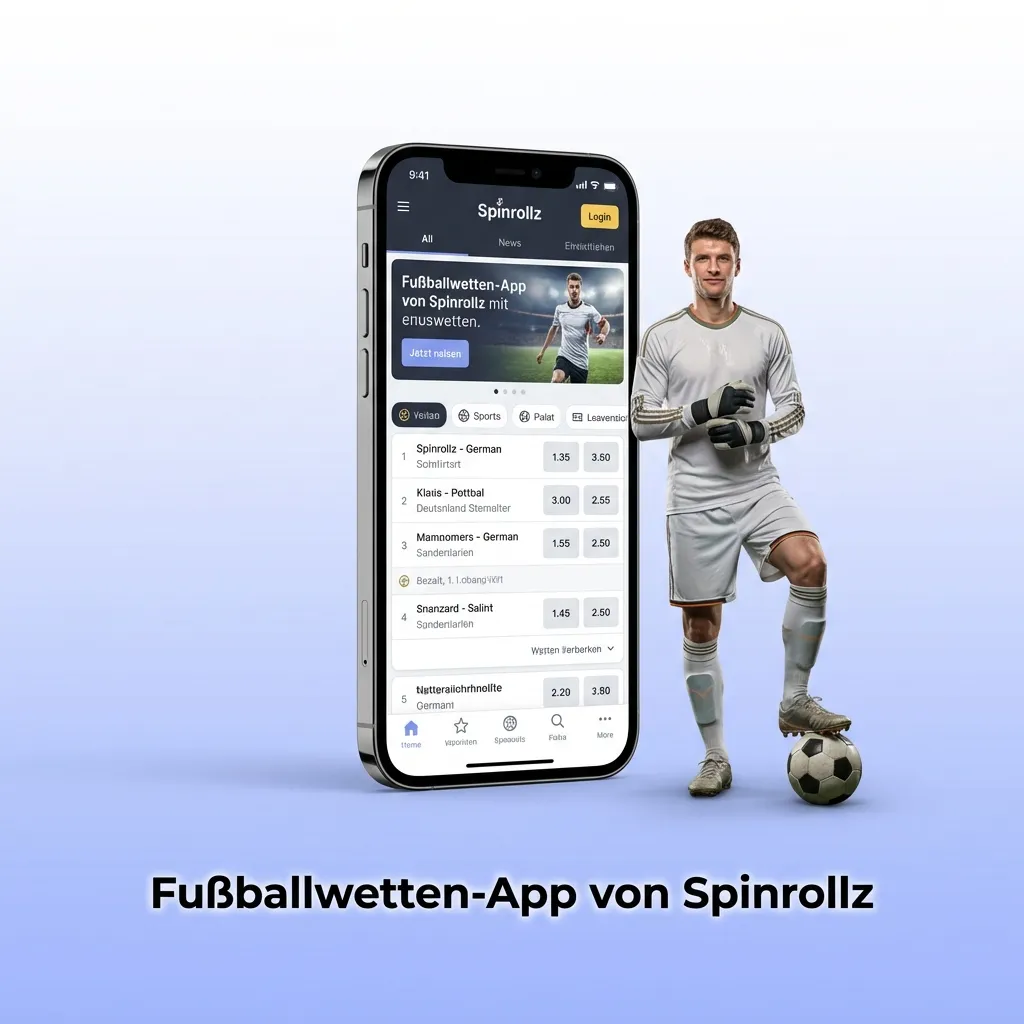 Spinrollz football betting app interface on smartphone showing match selection and betting slip