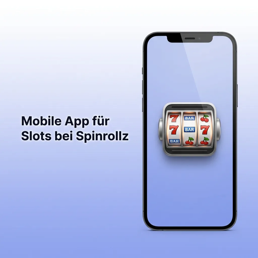 Spinrollz mobile app showing slot games interface on smartphone with navigation menu and game selection options