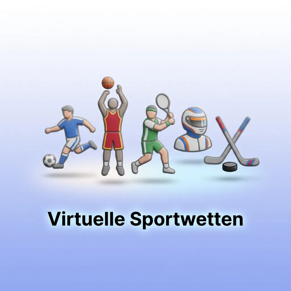 Computer-generated virtual sports betting simulation showing football, horse racing, and tennis events available 24/7