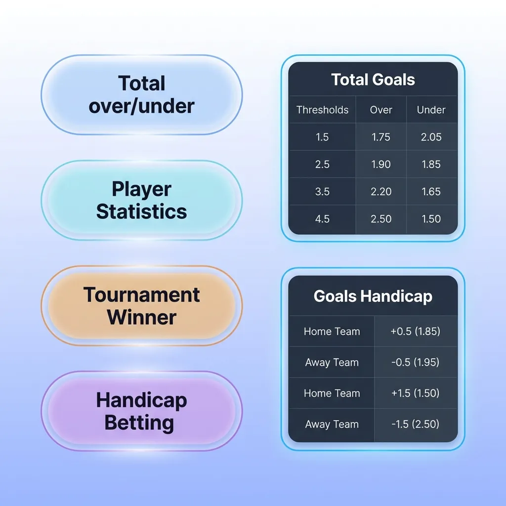 Diagram showing three betting types: single bet, system bet, and combination bet with risk-reward comparison