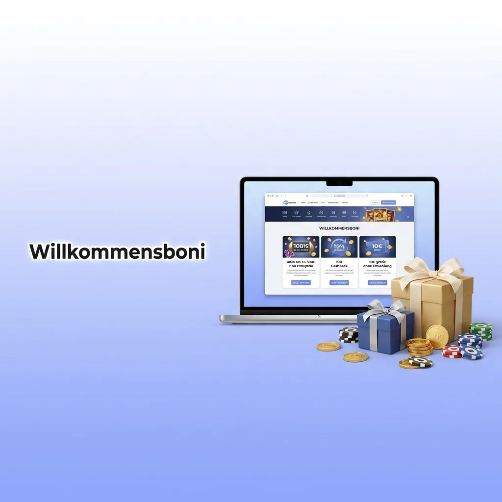 Willkommensboni table showing casino, sports betting, and live casino bonuses with deposit requirements and wagering terms