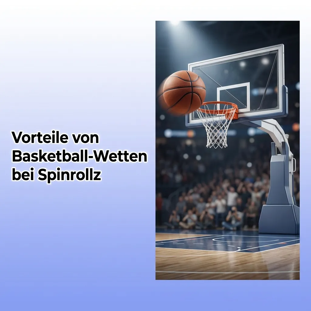 Basketball betting platform Spinrollz showing NBA games, live odds, mobile app, statistics, and German licensing features