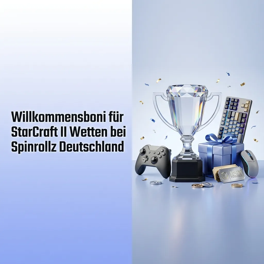 Spinrollz welcome bonus offer for StarCraft II betting showing 100% match up to 500€ plus 200 free spins for new players