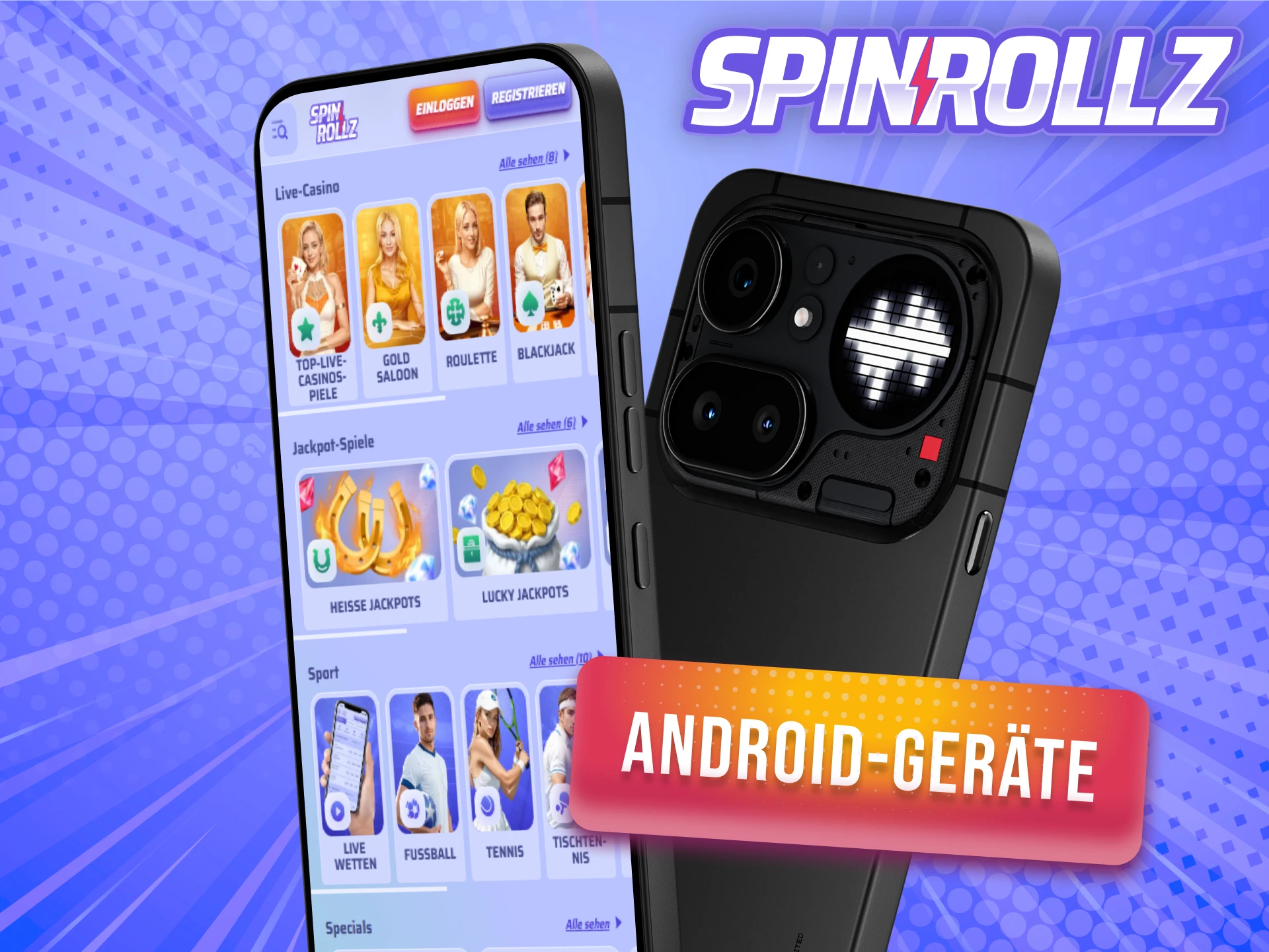 Prüfe die kompatiblen Android-Geräte für die Spinrollz App-Nutzung.