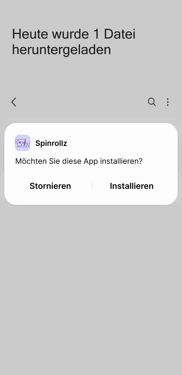 Schließe die Installation der Android Spinrollz App in Deutschland erfolgreich ab.