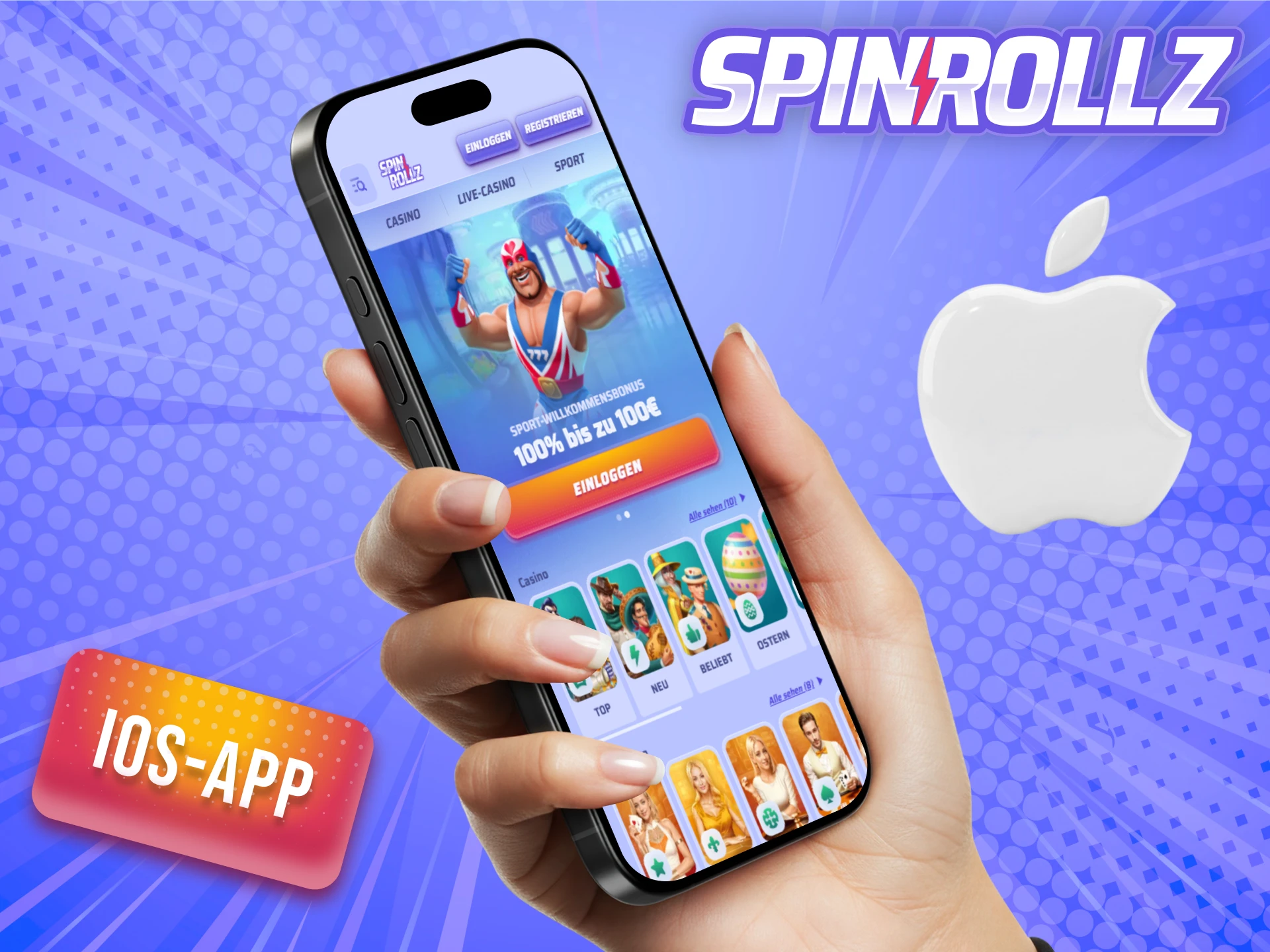 Nutze die optimierte Spinrollz iOS-App auf deinem iPhone oder iPad.