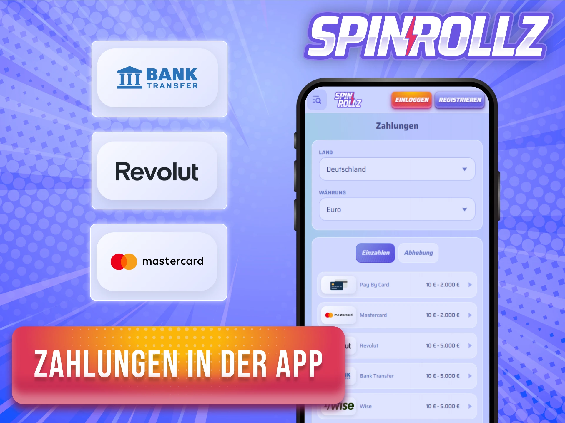 Tätige sichere Zahlungen in der Spinrollz App in Deutschland.