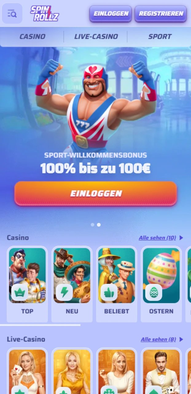 Besuche die offizielle Website von Spinrollz für den iOS App-Download.