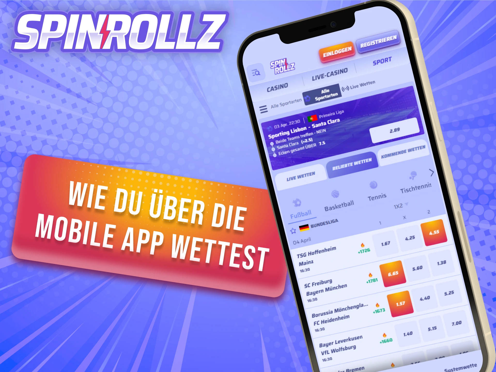 Sieh dir an, wie du in der Spinrollz iOS App richtig wettest.
