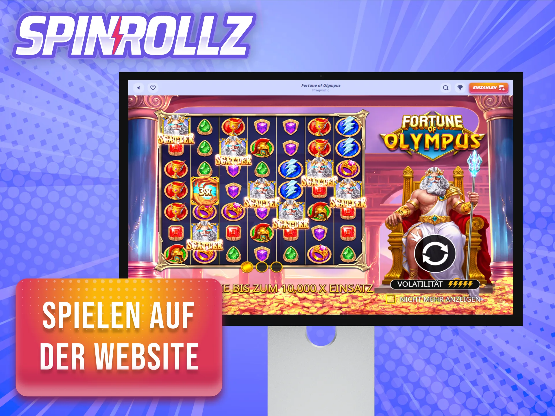 Besuchen Sie die offizielle Spinrollz-Website und spielen Sie auf Ihrem PC.