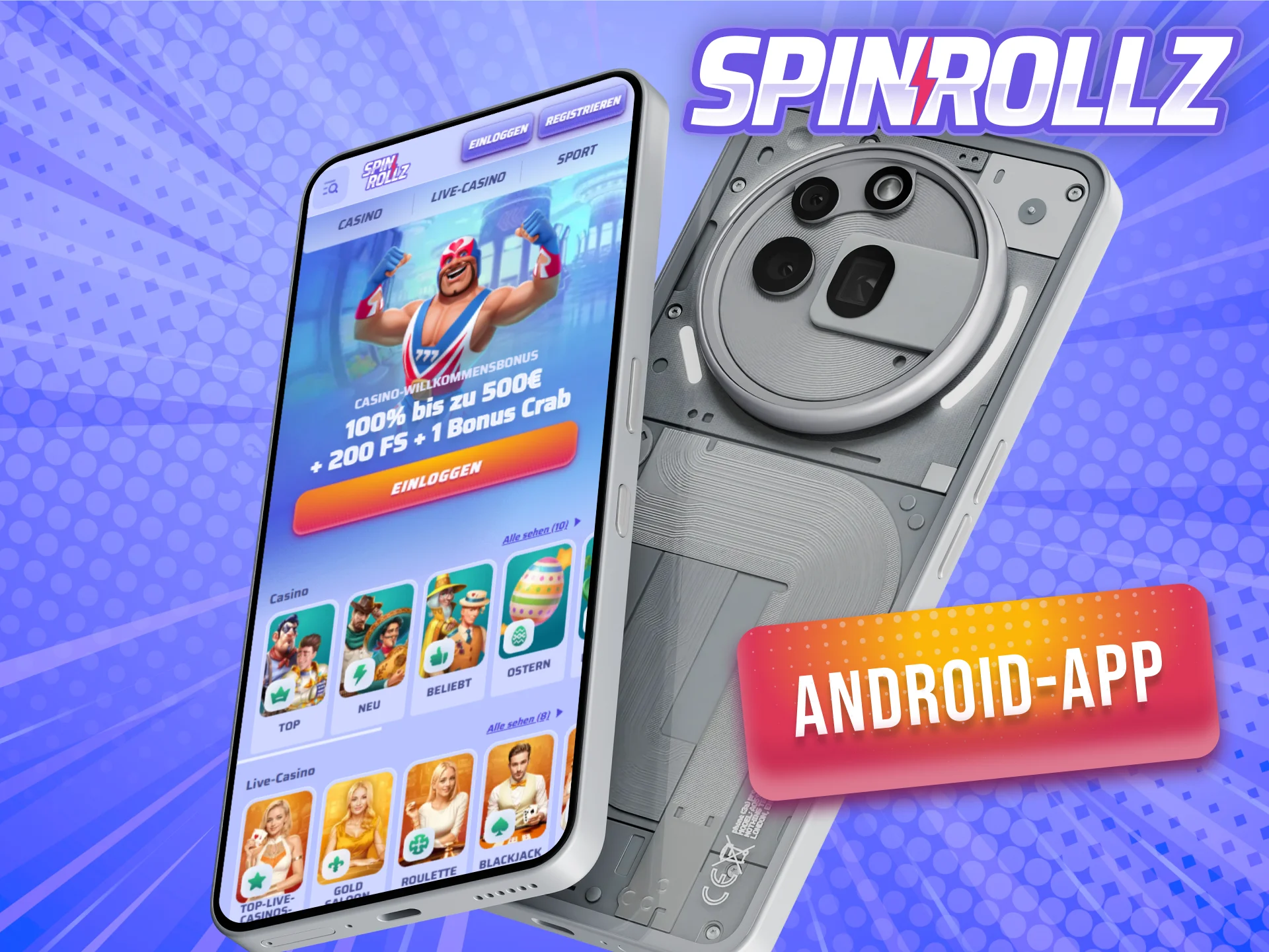 Lade die App für Android bei Spinrollz direkt herunter.