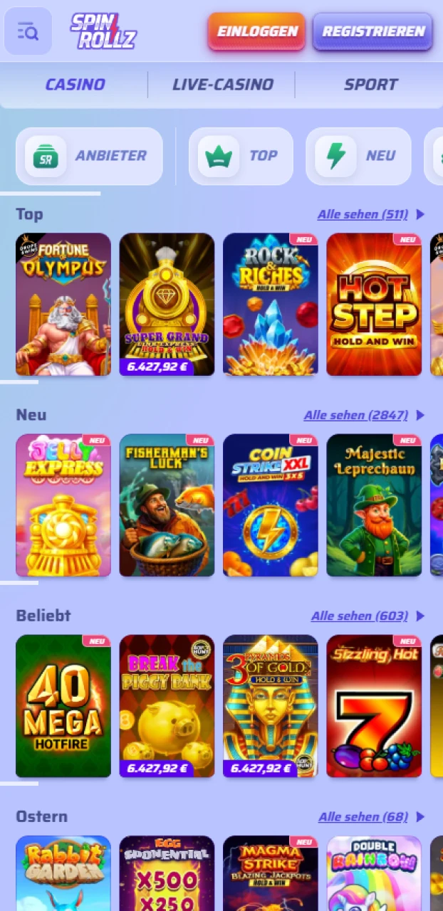 Besuche das vielseitige Casino von Spinrollz für ein erstklassiges Spielerlebnis.