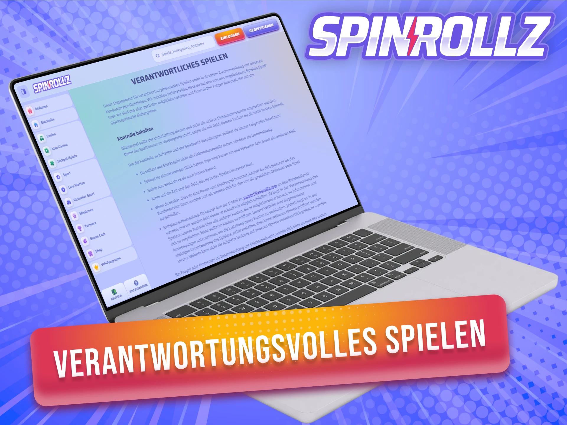 Informiere dich über verantwortungsvolles Spielen bei Spinrollz zum Selbstschutz