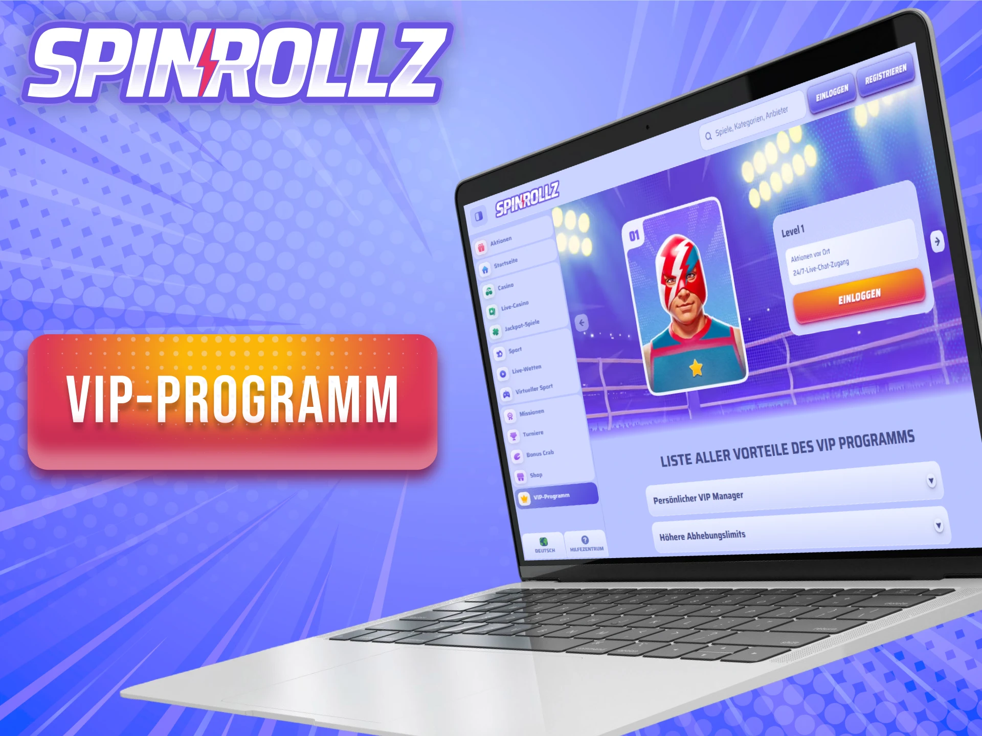 Steige im VIP-Programm von Spinrollz auf und erhalte exklusive Vorteile.