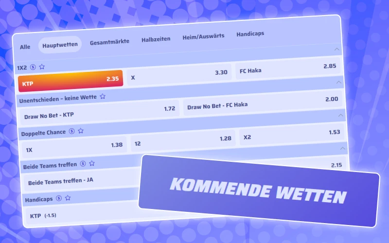 Platziere deine Line/Prematch-Wettoptionen Spinrollz vor dem Spielbeginn.