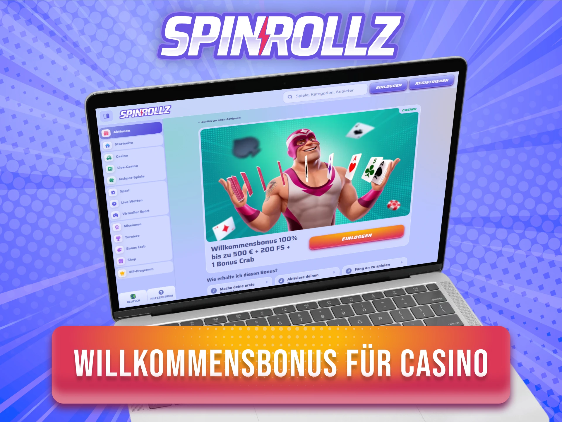 Hol dir den Willkommensbonus für Casino Spiele bei Spinrollz.