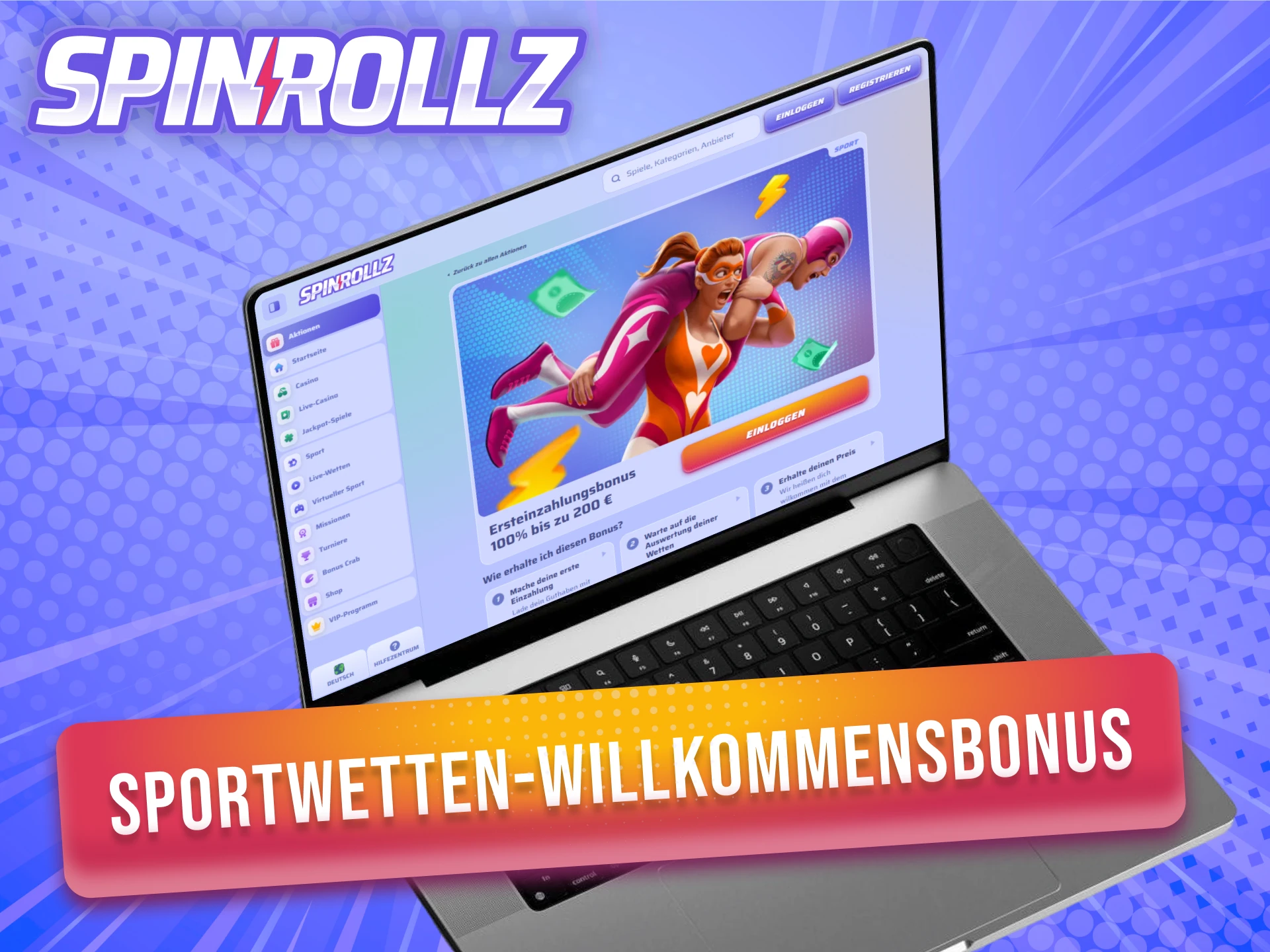 Sichere dir den Willkommensbonus für Sportwetten bei Spinrollz online.