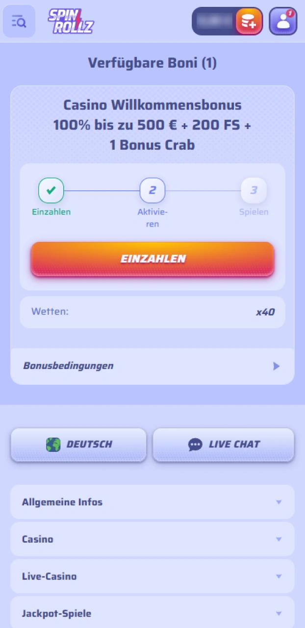 Sichern Sie sich einen attraktiven Bonus für neue Spieler bei Spinrollz und nutzen Sie ihn für Casinospiele.