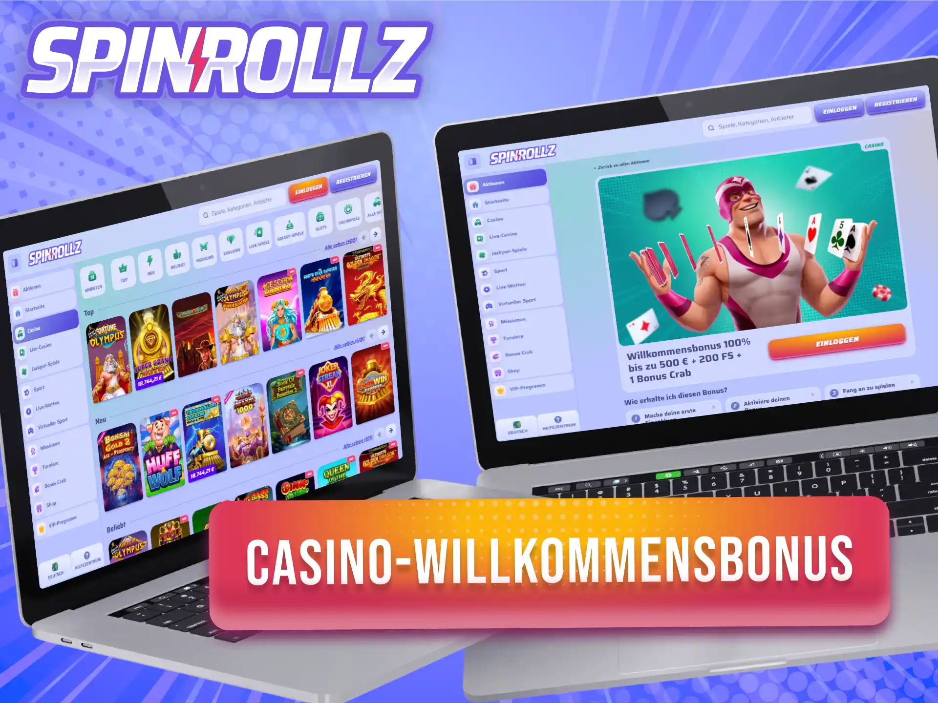 Sichere dir für deinen optimalen Start im Spinrollz-Portal den attraktiven Casino-Willkommensbonus.