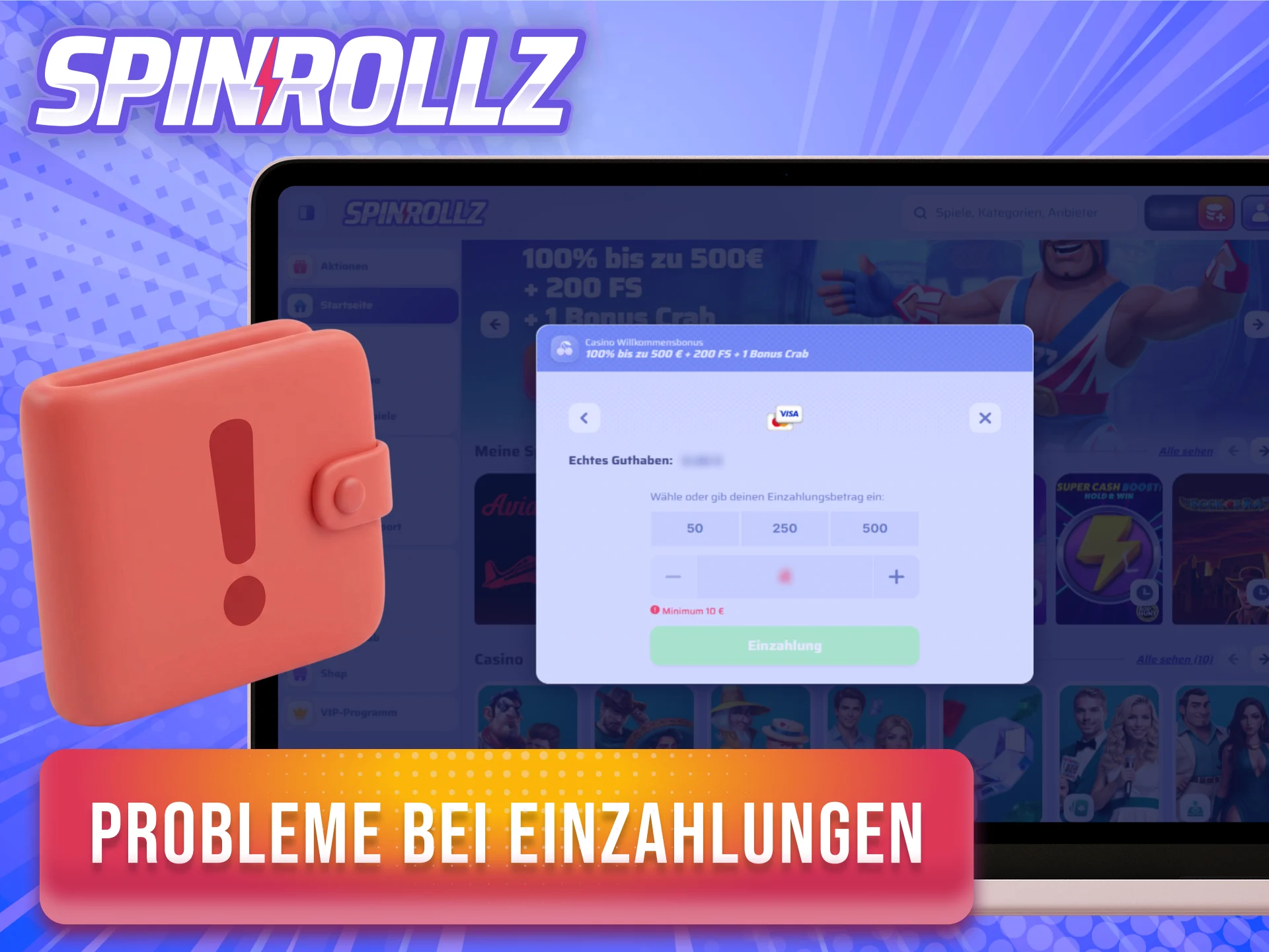 Löse typische Probleme und Fehler bei deiner Einzahlung auf Spinrollz.