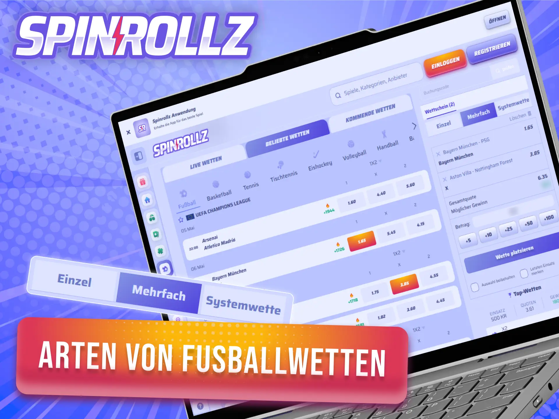Die verschiedenen Arten von Fußballwetten bei Spinrollz bieten maximale Gewinnchancen.
