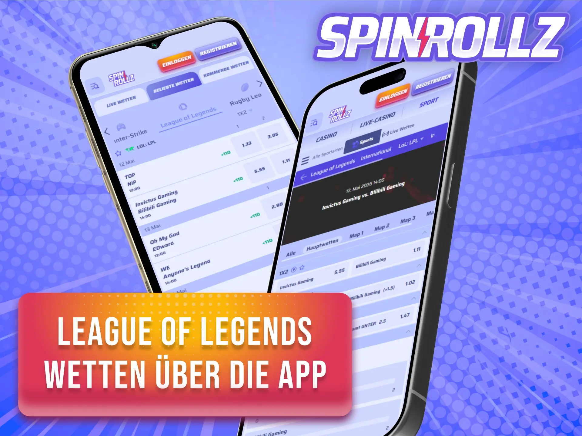 Tippe flexibel von unterwegs aus via Smartphone auf der mobilen Spinrollz-Plattform.