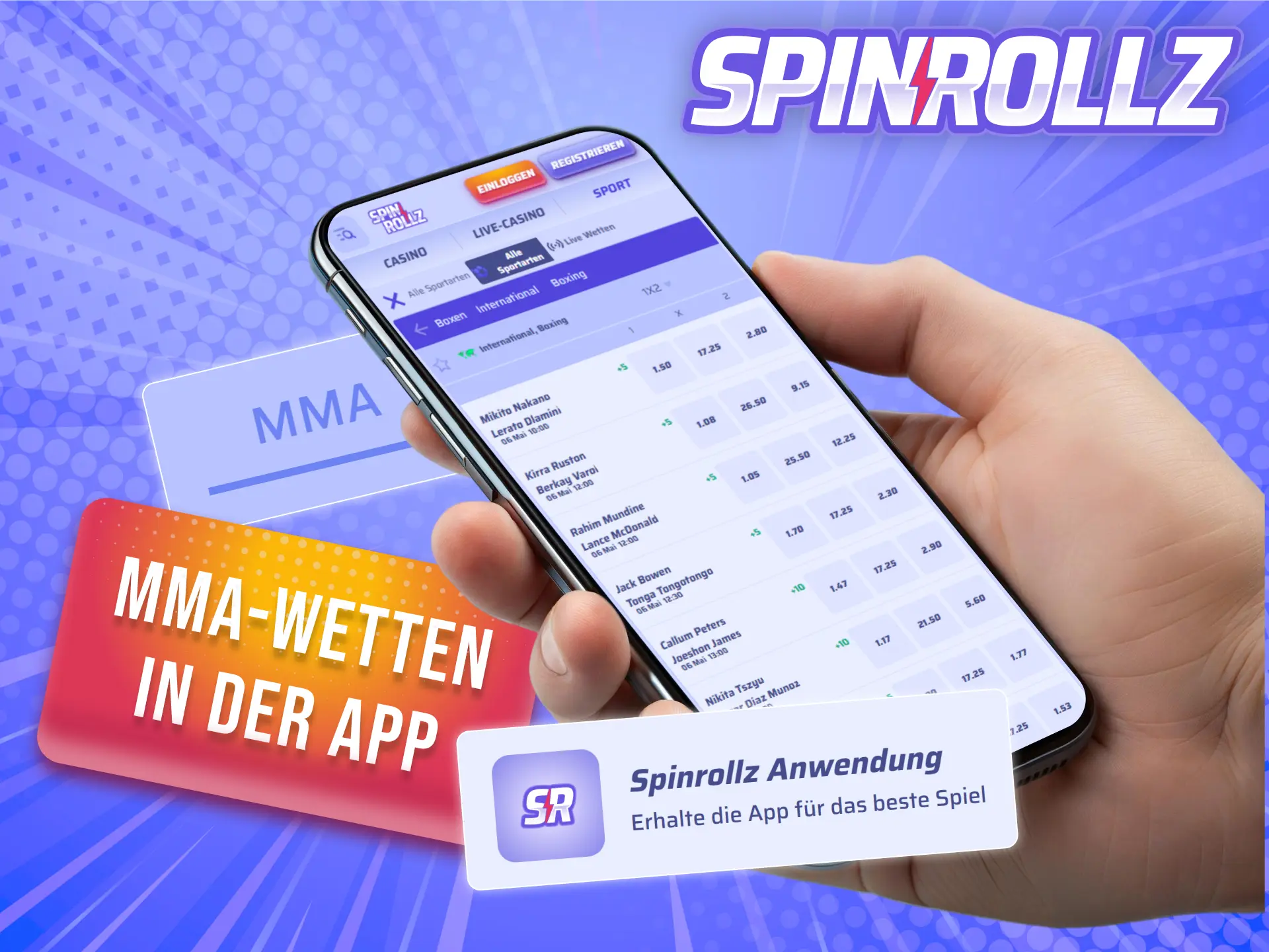 Nutze für deine MMA-Wetten die Spinrollz-App auf deinem Smartphone.