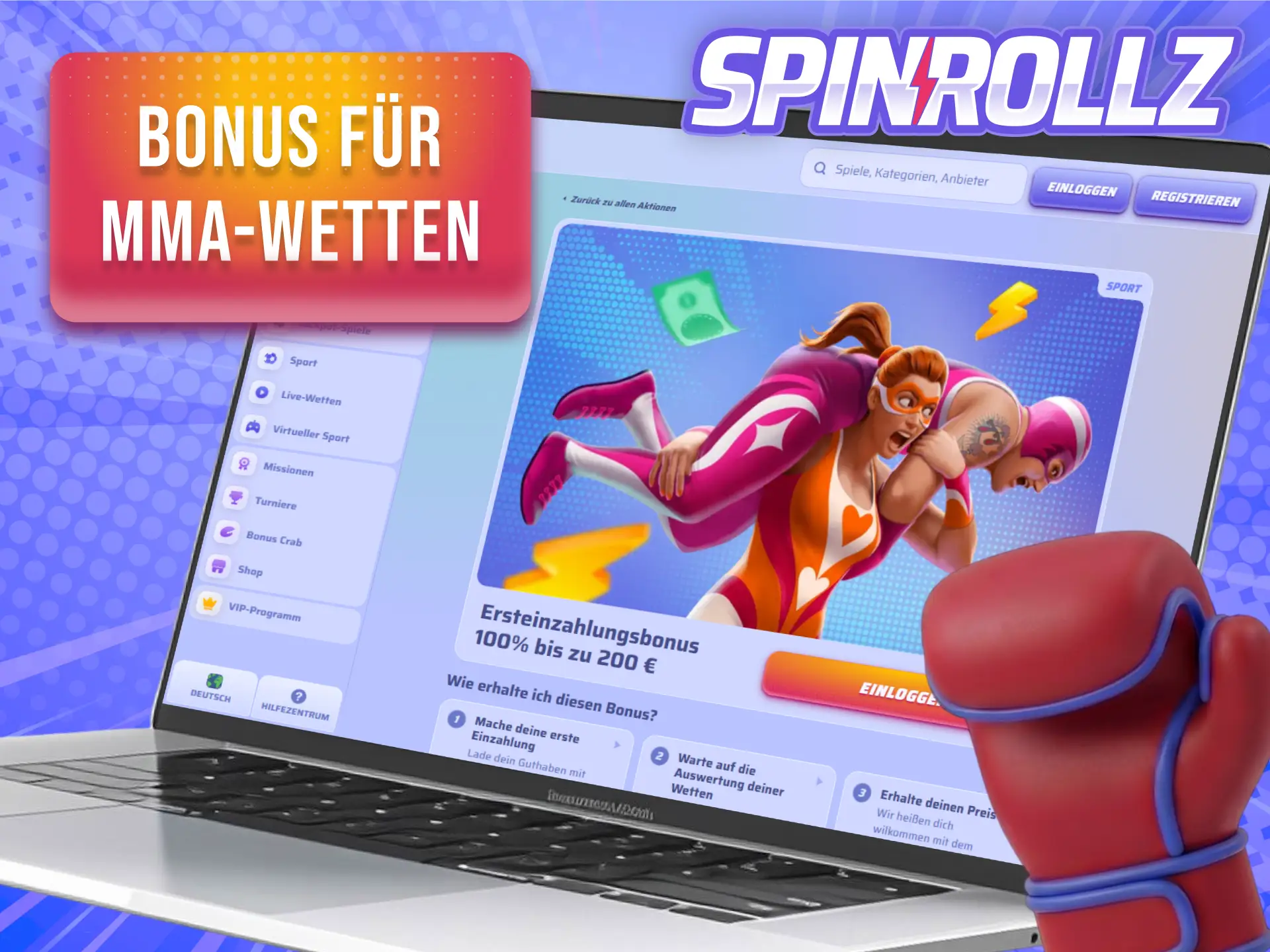 Hol dir bei Spinrollz einen lukrativen Bonus für deine nächsten MMA-Wetten ab.