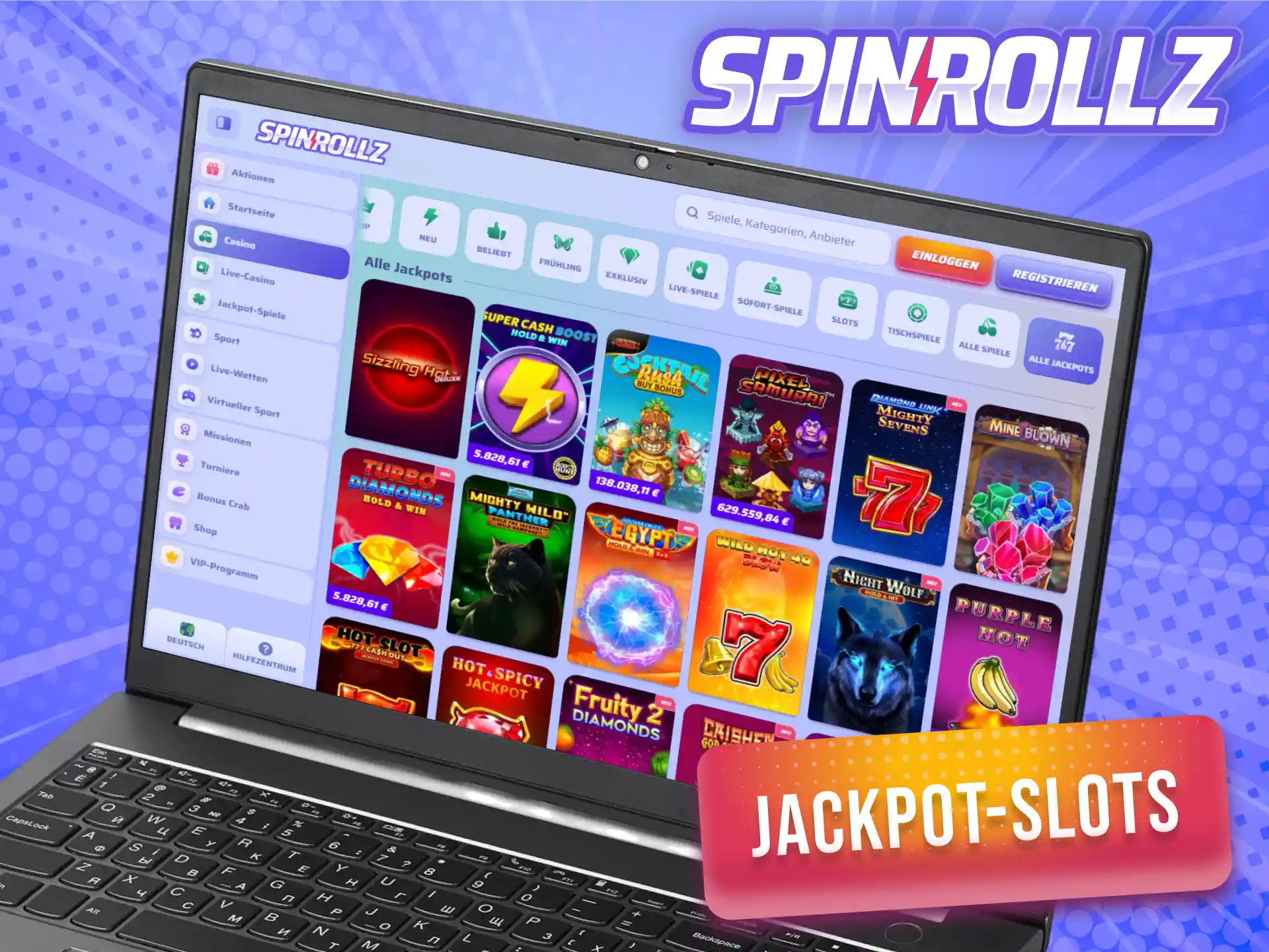 Knacke den ganz großen Hauptgewinn an den lukrativen Jackpot-Slots bei Spinrollz.