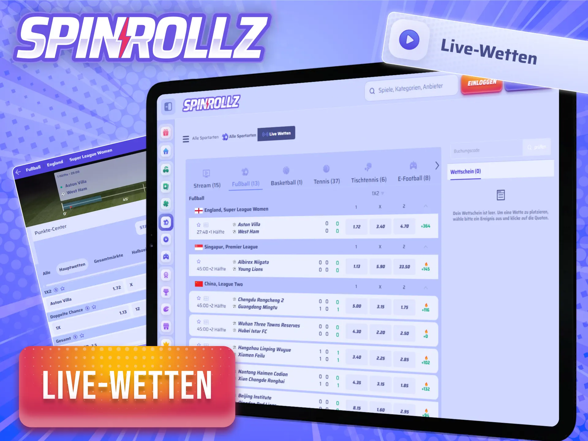 Genieße die Spannung und gewinne mit Live-Wetten bei Spinrollz Deutschland.