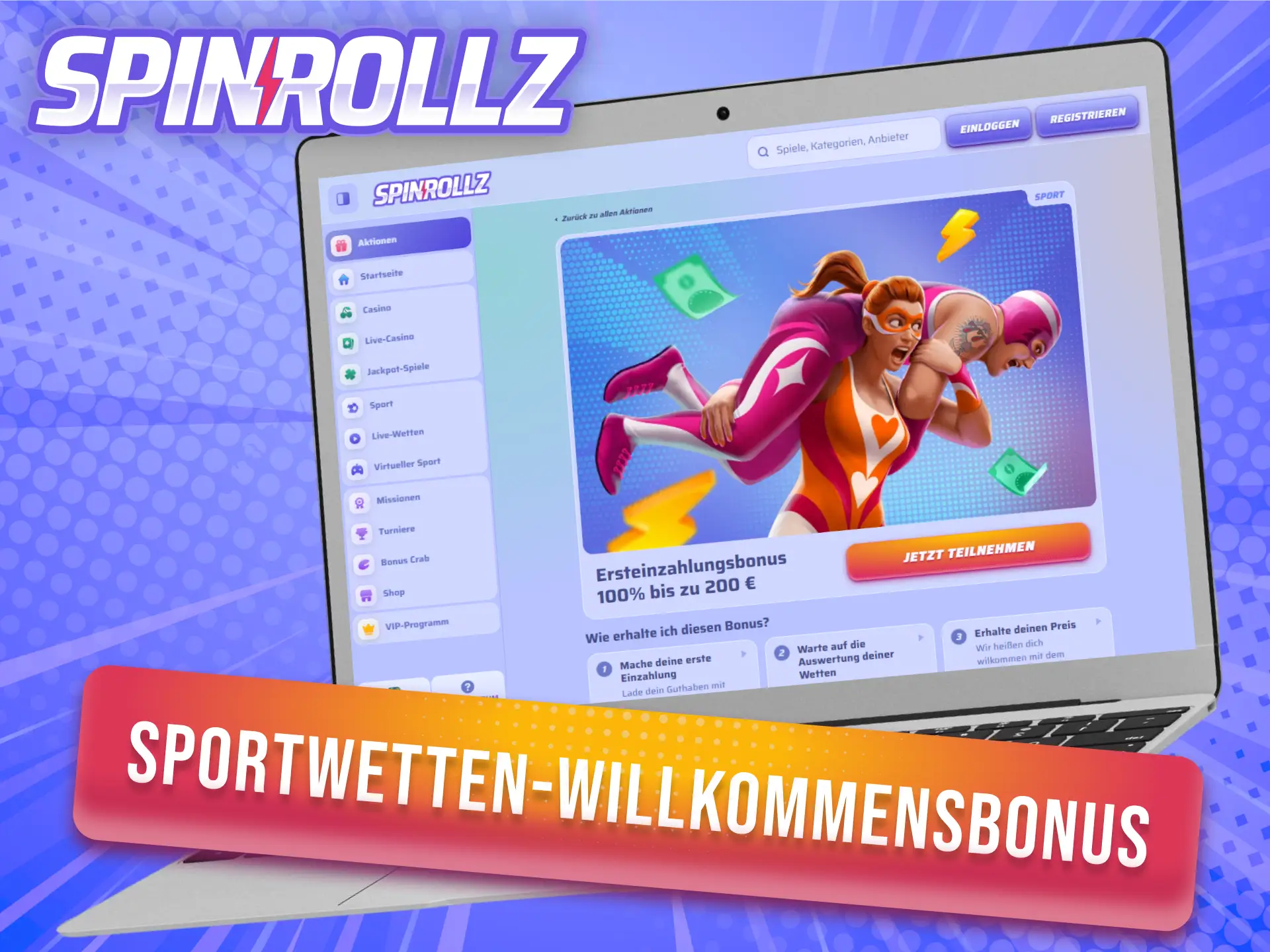 Sichere dir attraktive Willkommensboni für Sportwetten bei Spinrollz Official.