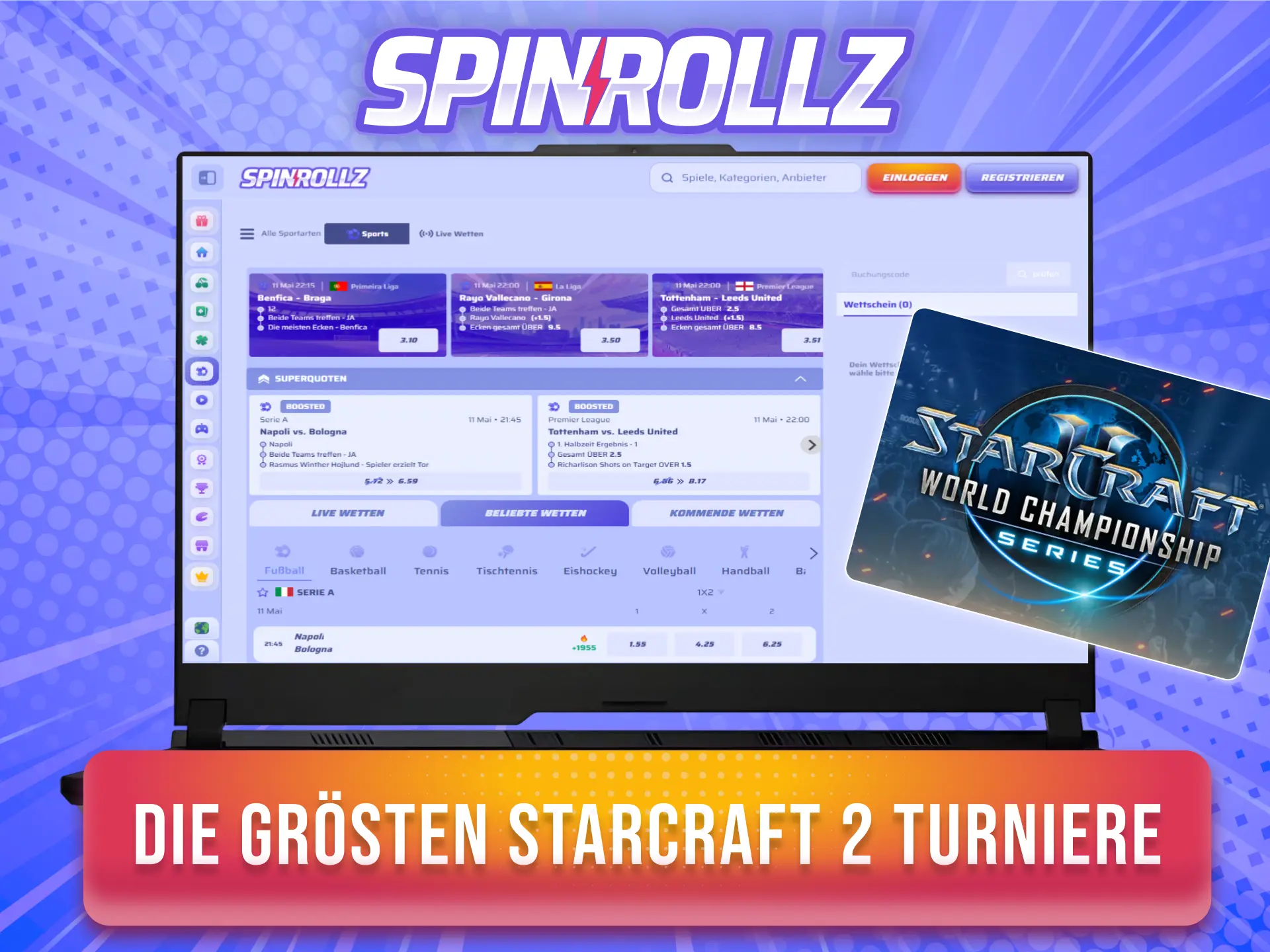 Wette auf die weltweit wichtigsten StarCraft 2 Turniere direkt bei Spinrollz.