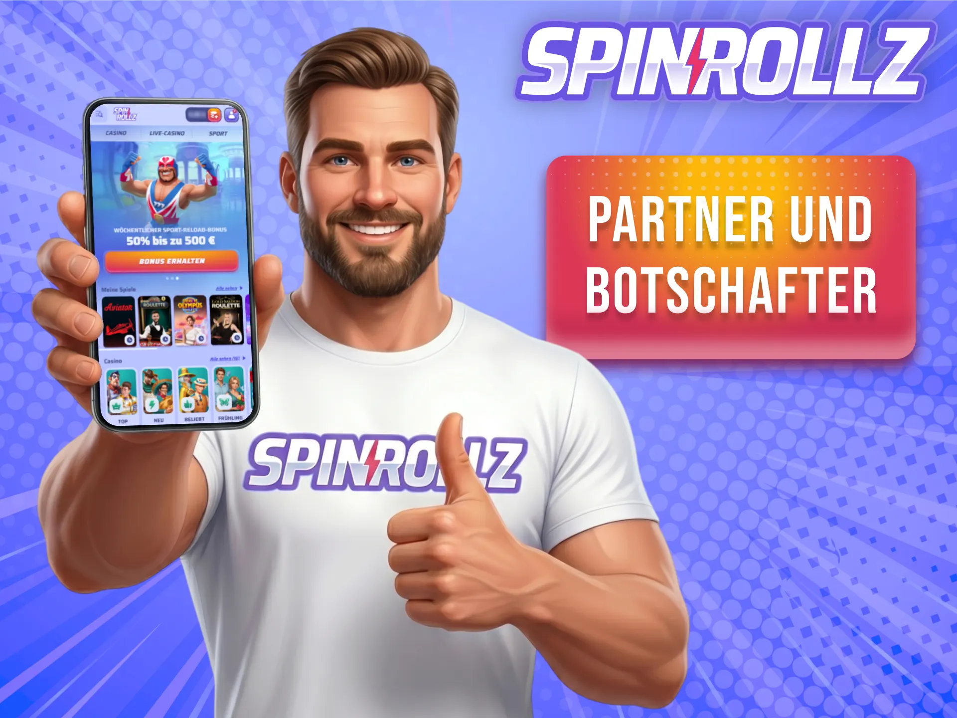 Lerne die bekannten Partner und globalen Botschafter des Unternehmens Spinrollz kennen.
